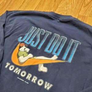 Vintage Big Dog Sportswear Shirt Men XL Blue Long Sleeve Just Do‎ It 2001 Y2K